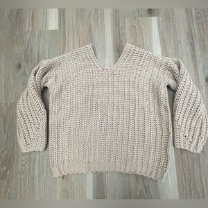 Beige V-Neck Sweater